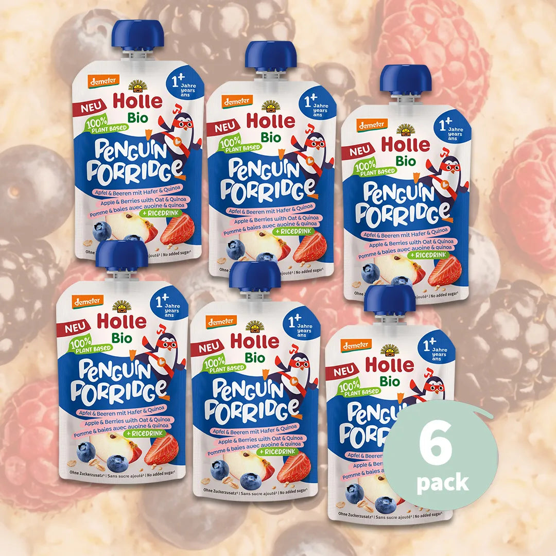 6x Holle Penguin Porridge - Organic Fruit Pouches 12+ months (110g)