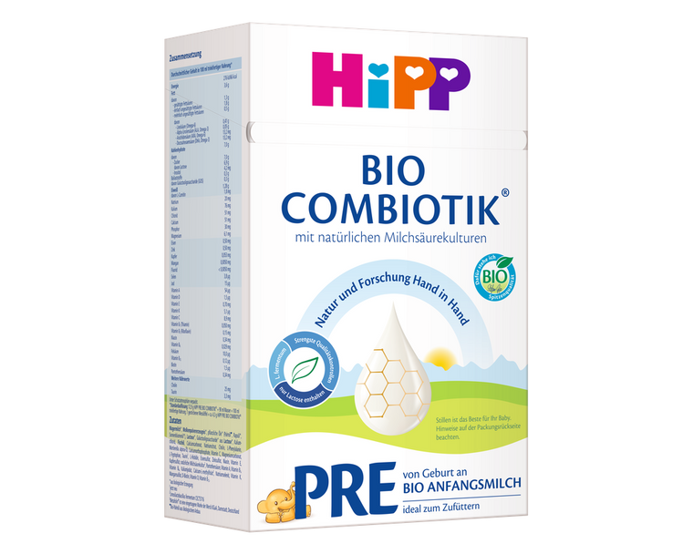 HiPP Combiotik PRE – Organic Cow Milk Formula 0-6 months, German Version (600g)