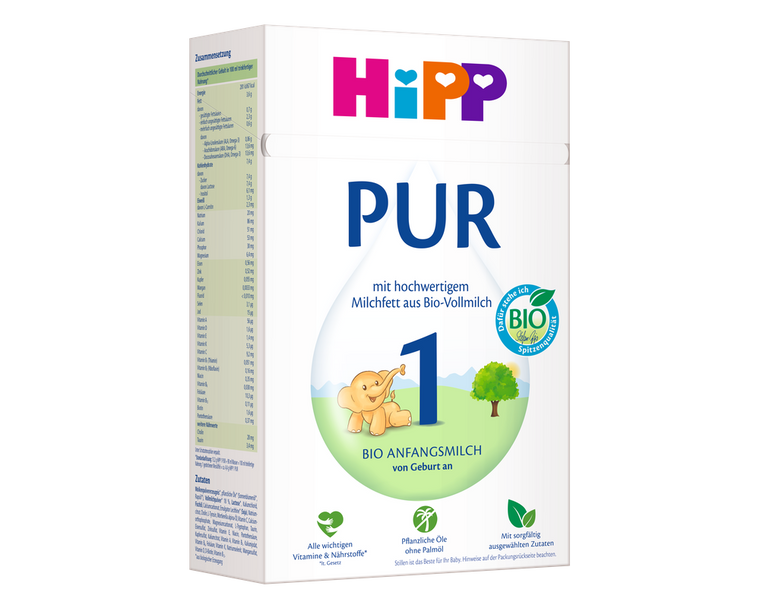HiPP PUR Stage 1 – Organic Whole Milk Formula 0-6 months, German Version (500g)