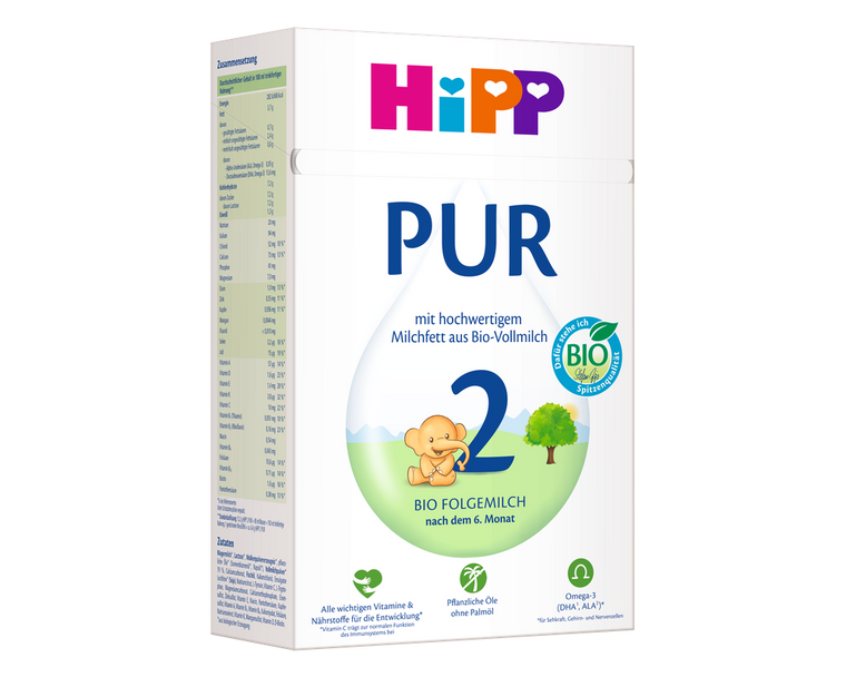 HiPP PUR Stage 2 – Organic Whole Milk Formula 6+ months, German Version (500g)
