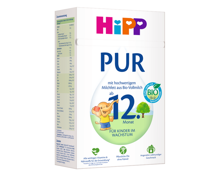 HiPP PUR Toddler Milk – Organic Whole Milk Formula 1+ years, German Version (500g)