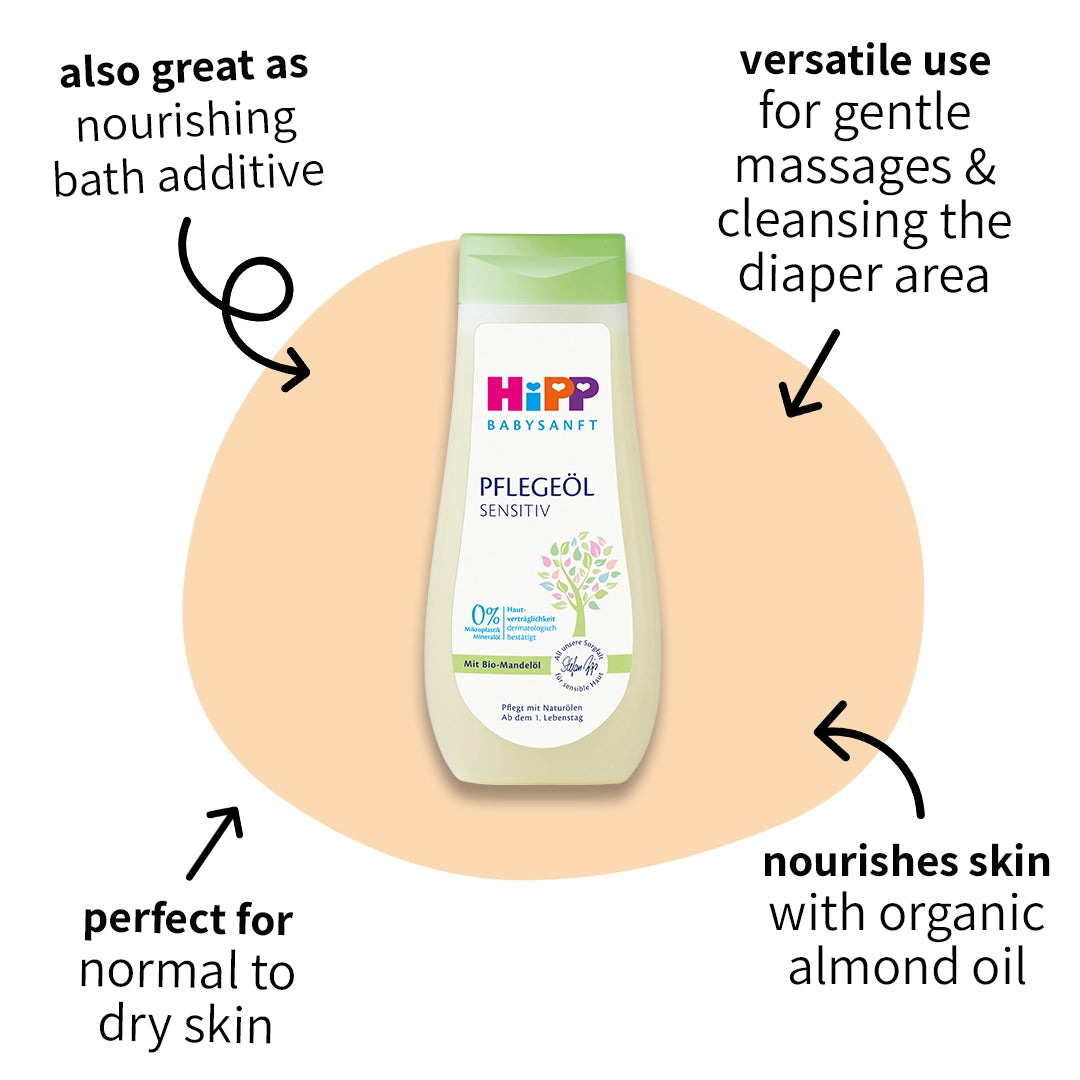 HiPP Care Oil with 100% Natural Oils – For Sensitive Baby Skin (200ml)