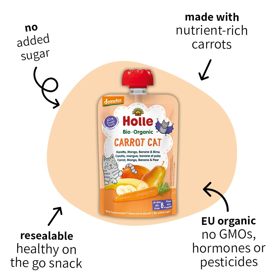 Holle Carrot Cat – Organic Veggie Pouches 6+ months (100g)