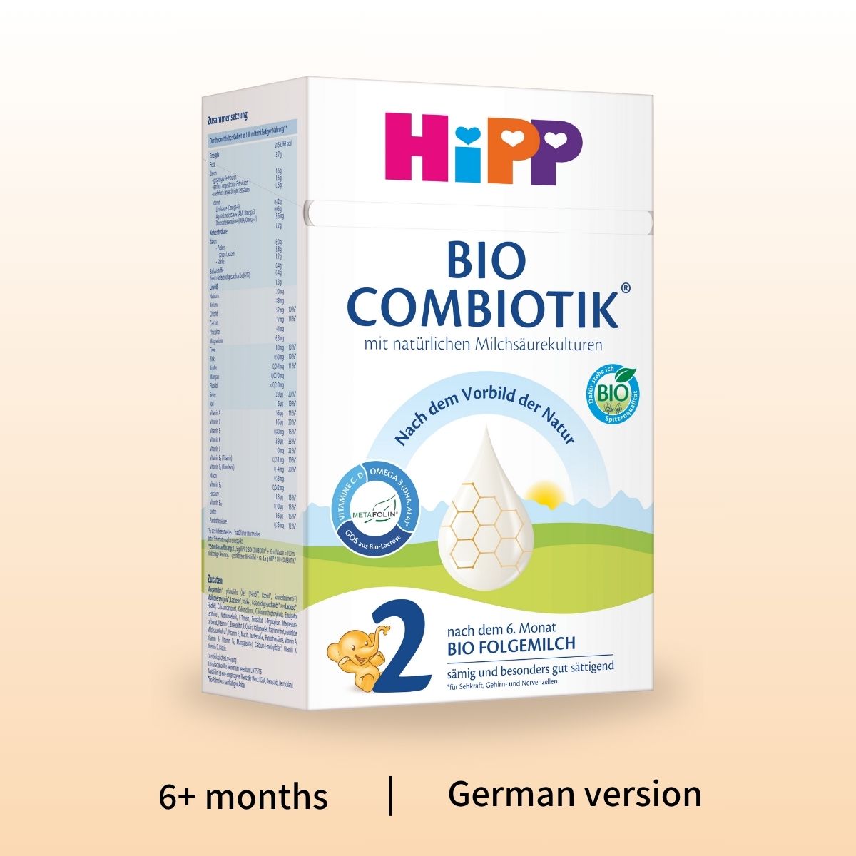 HiPP Combiotik Stage 2 – Organic Cow Milk Formula 6+ months, German Version (600g)
