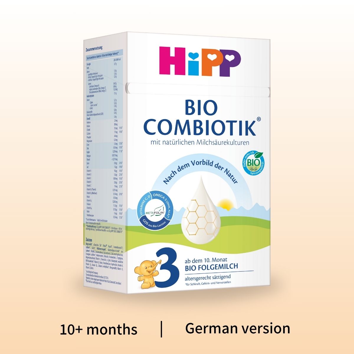 HiPP Combiotik Stage 3 – Organic Cow Milk Formula 10+ months, German Version (600g)