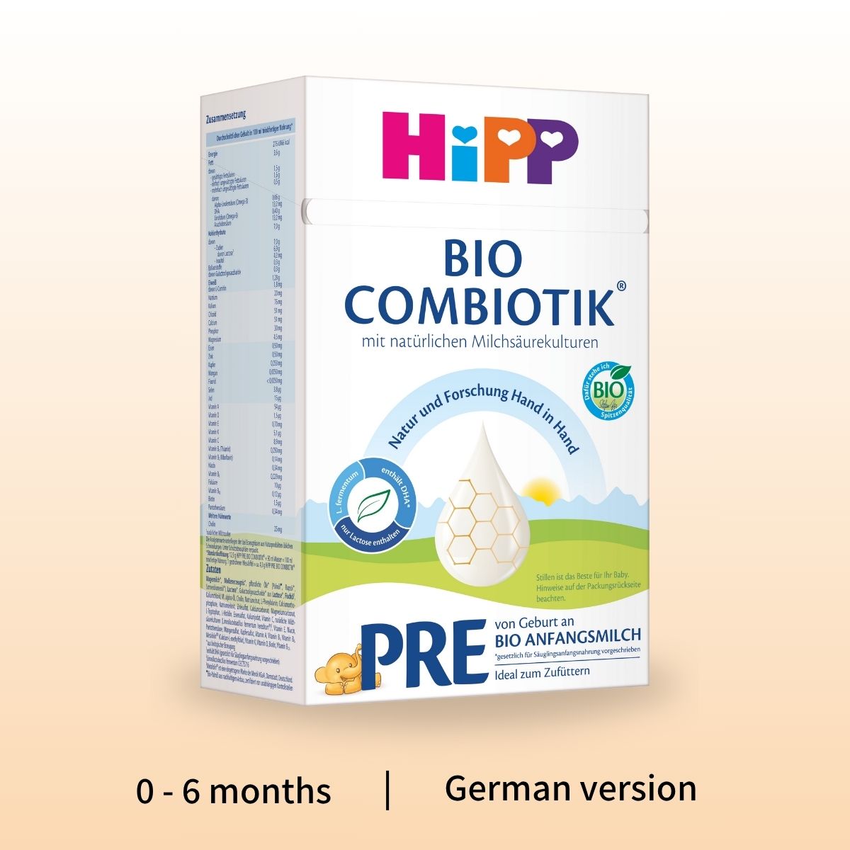 HiPP Combiotik PRE – Organic Cow Milk Formula 0-6 months, German Version (600g)