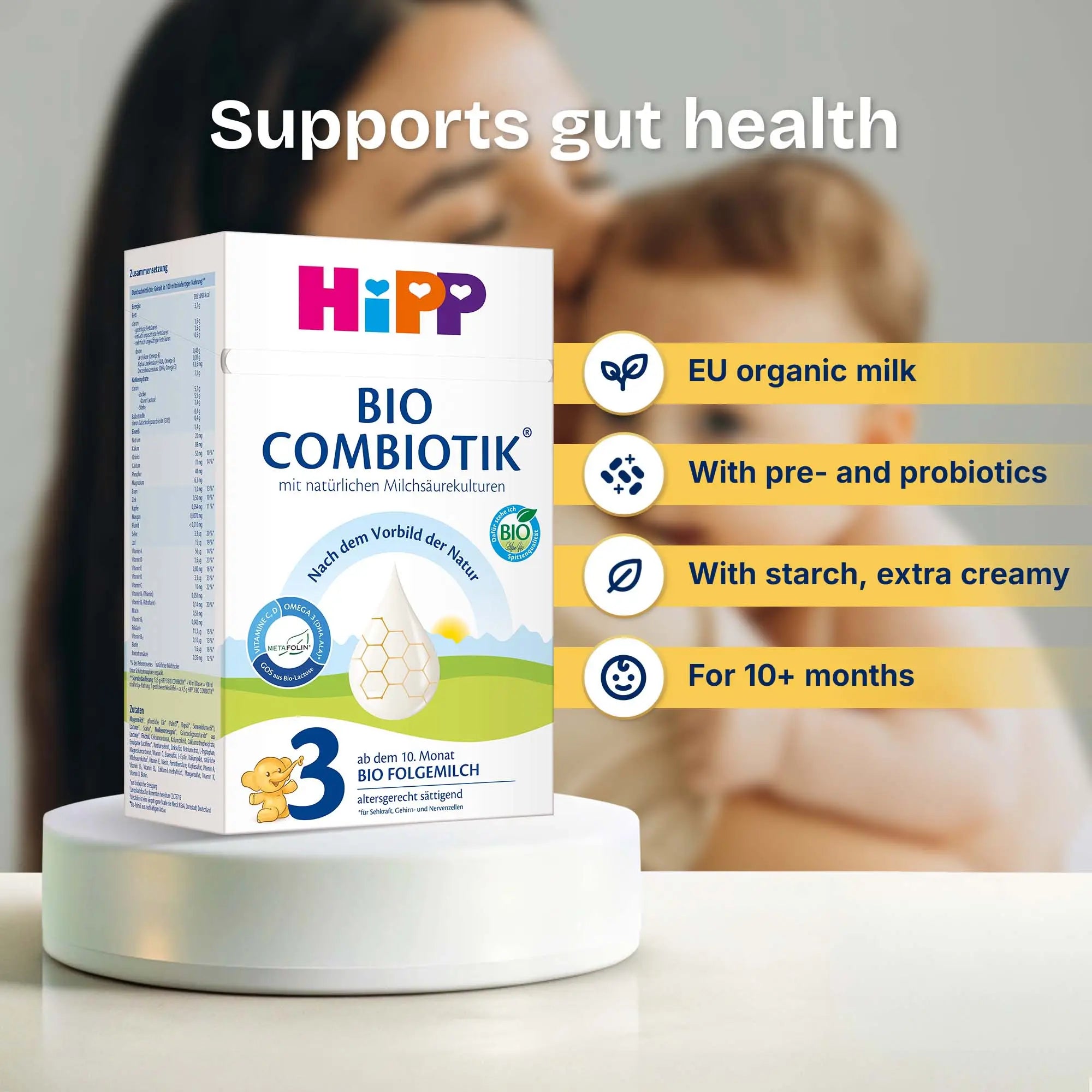 HiPP Combiotik Stage 3 – Organic Cow Milk Formula 10+ months, German Version (600g)