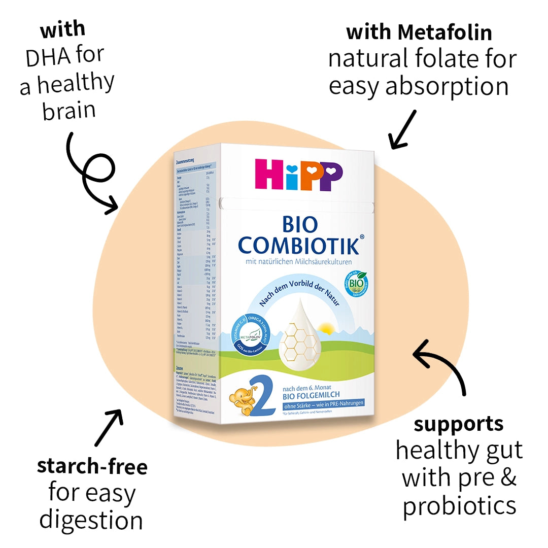 HiPP No Starch Combiotik Stage 2 – Organic Cow Milk Formula 6+ months, German Version (600g)