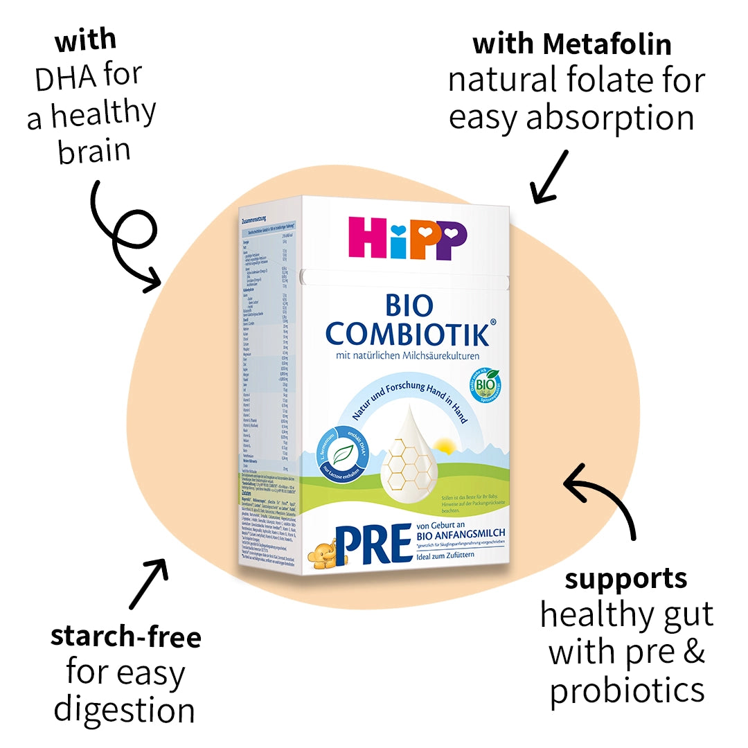 HiPP Combiotik PRE – Organic Cow Milk Formula 0-6 months, German Version (600g)