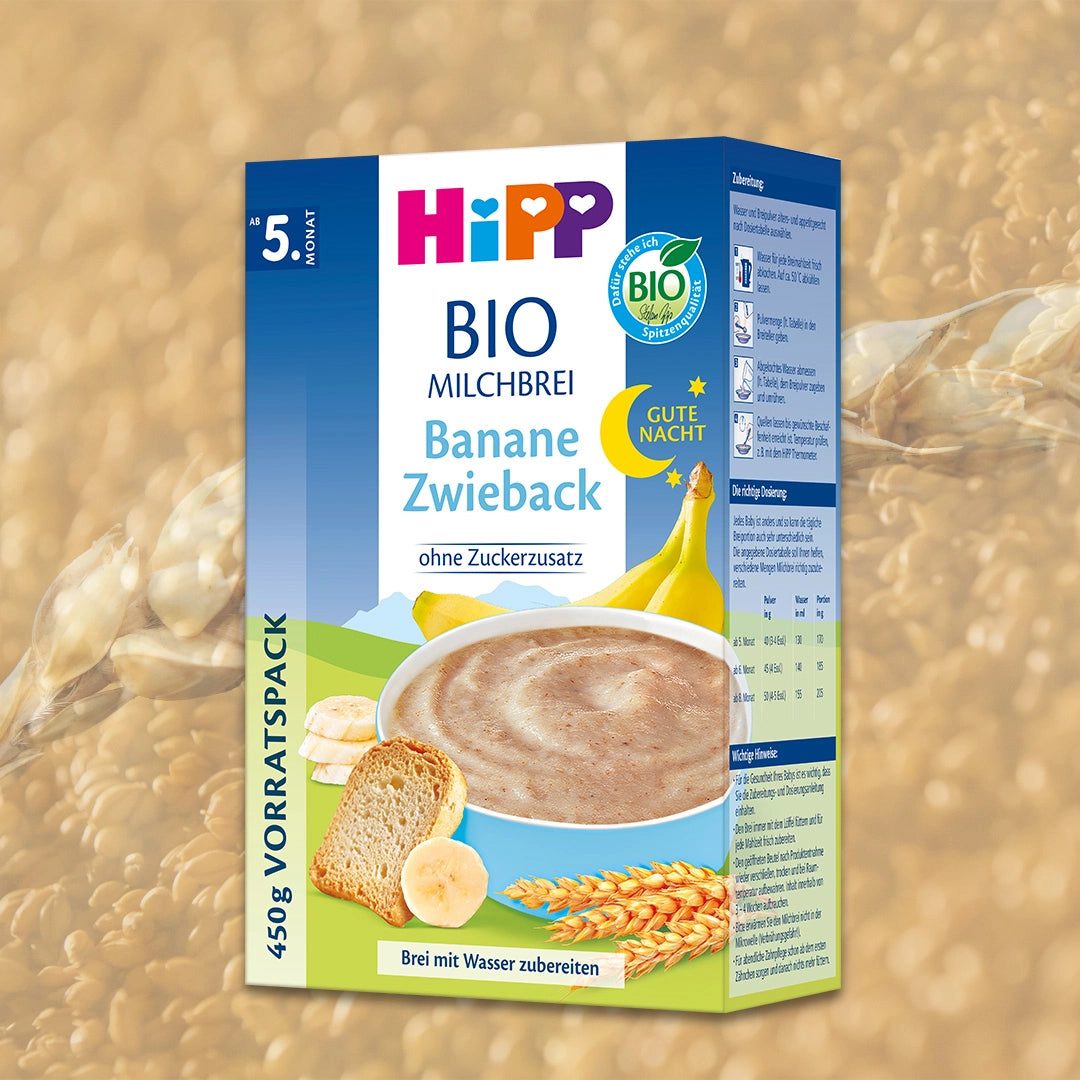 HiPP Banana Rusk – Organic Good Night Milk Porridge 5+ months (450g)