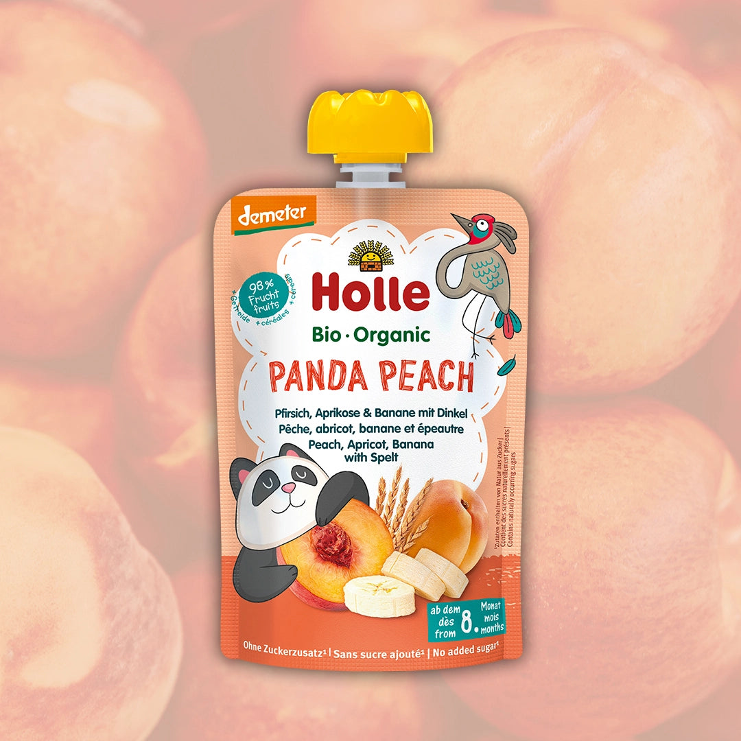 Holle Panda Peach– Organic Fruit Pouches 8+ months (100g)