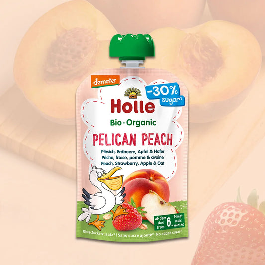Holle Pelican Peach - Organic Fruit Pouches 6+ months (100g)