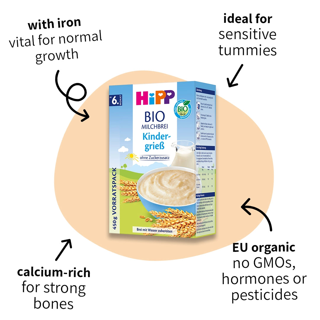 HiPP Gentle Semolina – Organic Milk Porridge 6+ months (450g)