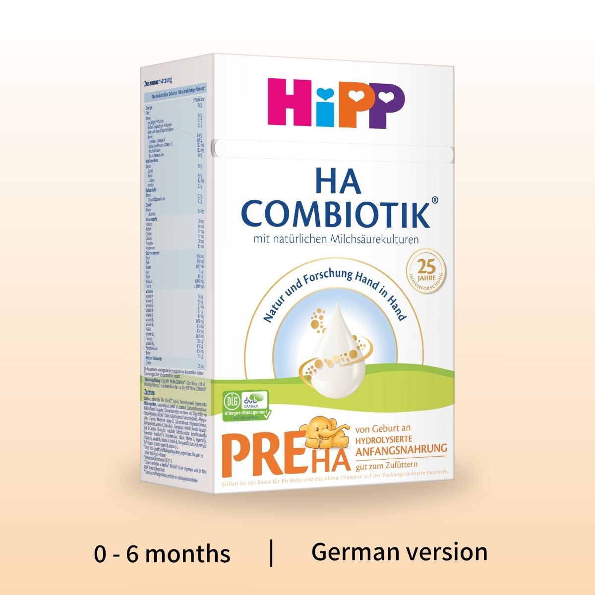HiPP HA Combiotik PRE – Hypoallergenic Formula 0-6 months, German Version (600g)