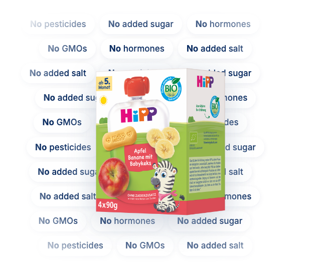 HiPP HA Combiotik Stage 2 with the ingredients it leaves out: no corn syrup, no soy, no GMOs, no pesticides, no maltodextrin, no antibiotics, no hormones