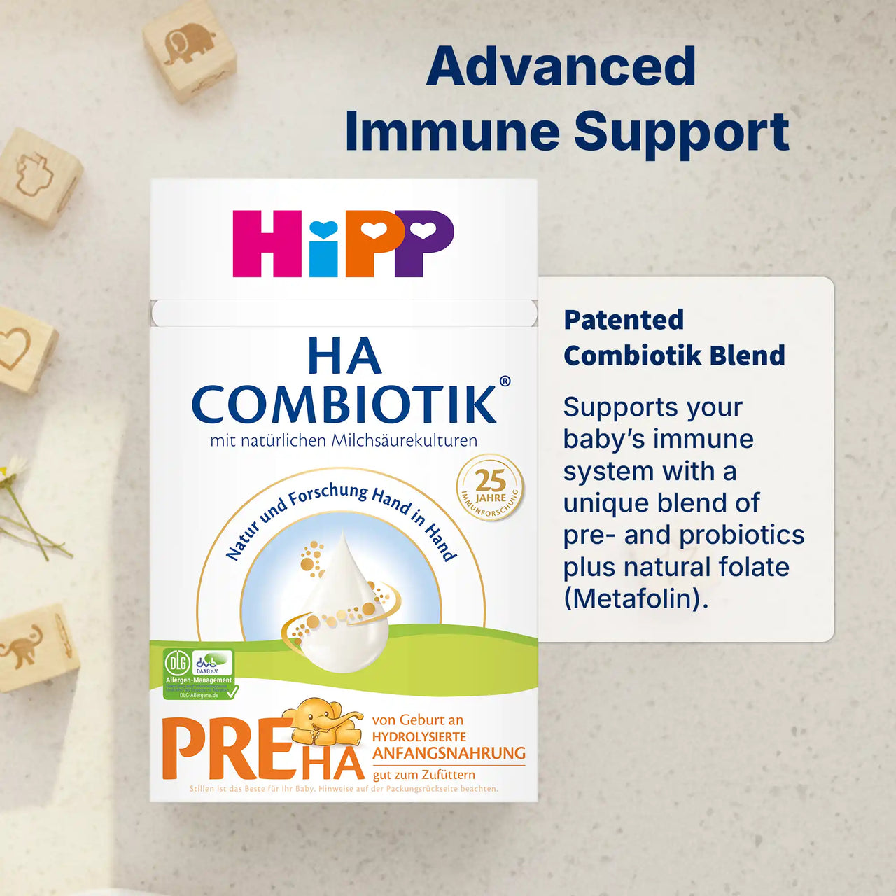 HiPP HA Combiotik PRE – Hypoallergenic Formula 0-6 months, German Version (600g)