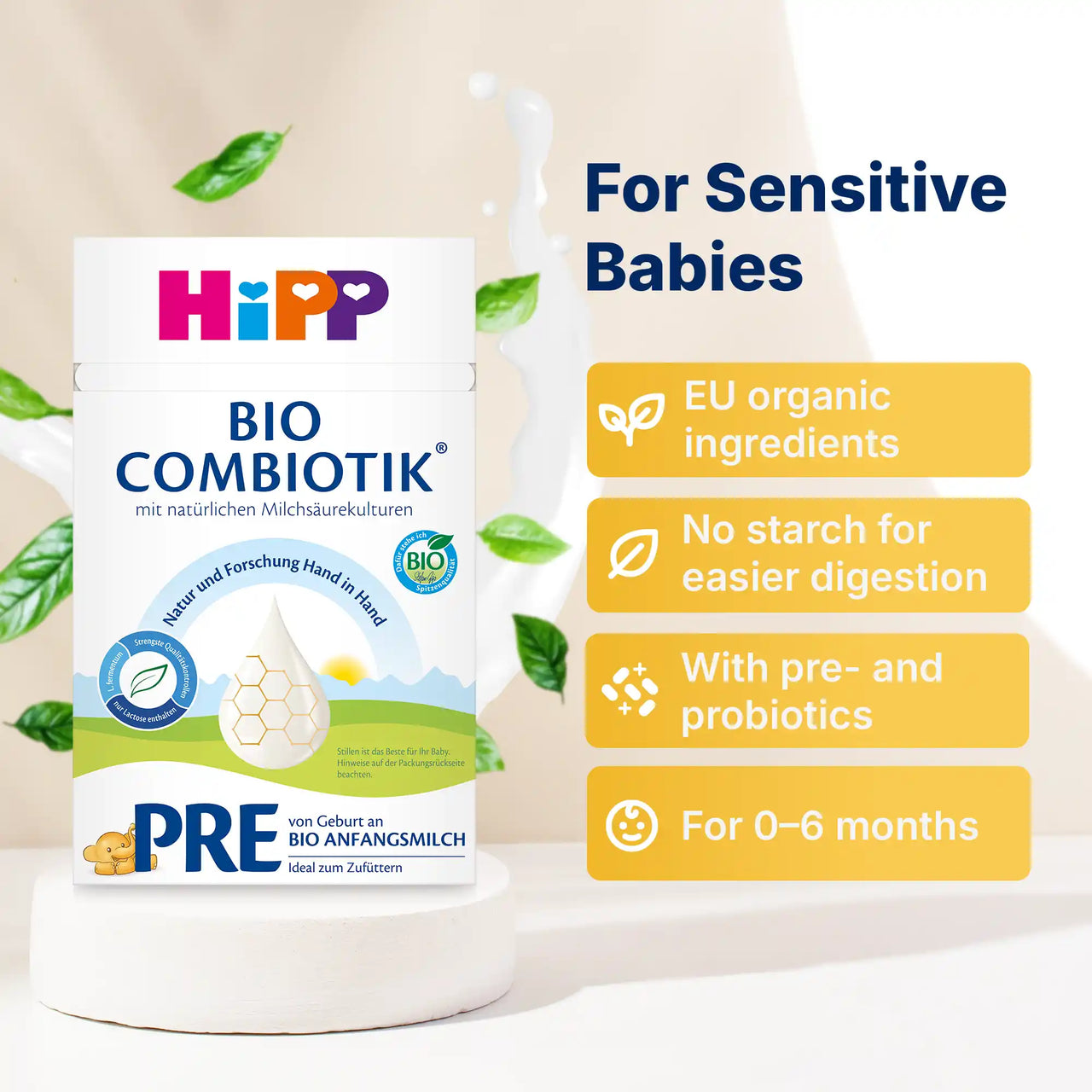 HiPP Combiotik PRE – Organic Cow Milk Formula 0-6 months, German Version (600g)