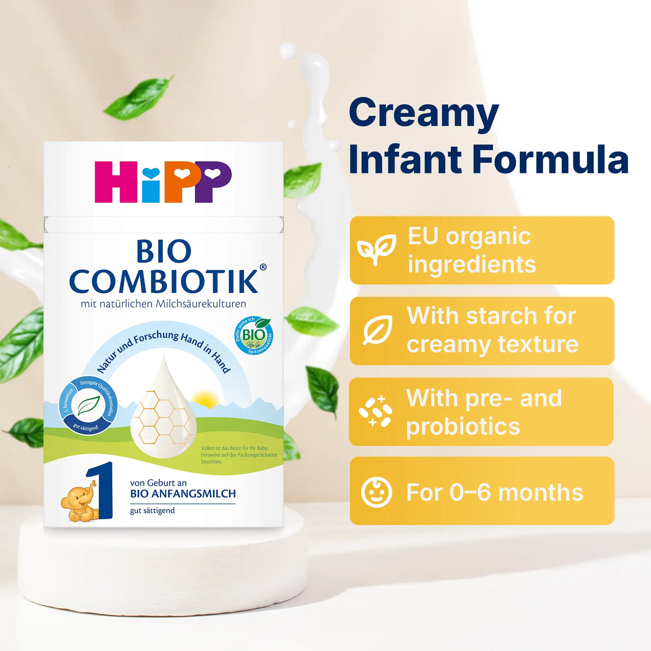 HiPP Combiotik Stage 1 – Organic Cow Milk Formula 0-6 months, German Version (600g)