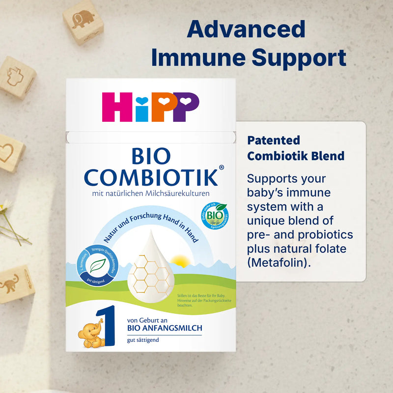 HiPP Combiotik Stage 1 – Organic Cow Milk Formula 0-6 months, German Version (600g)