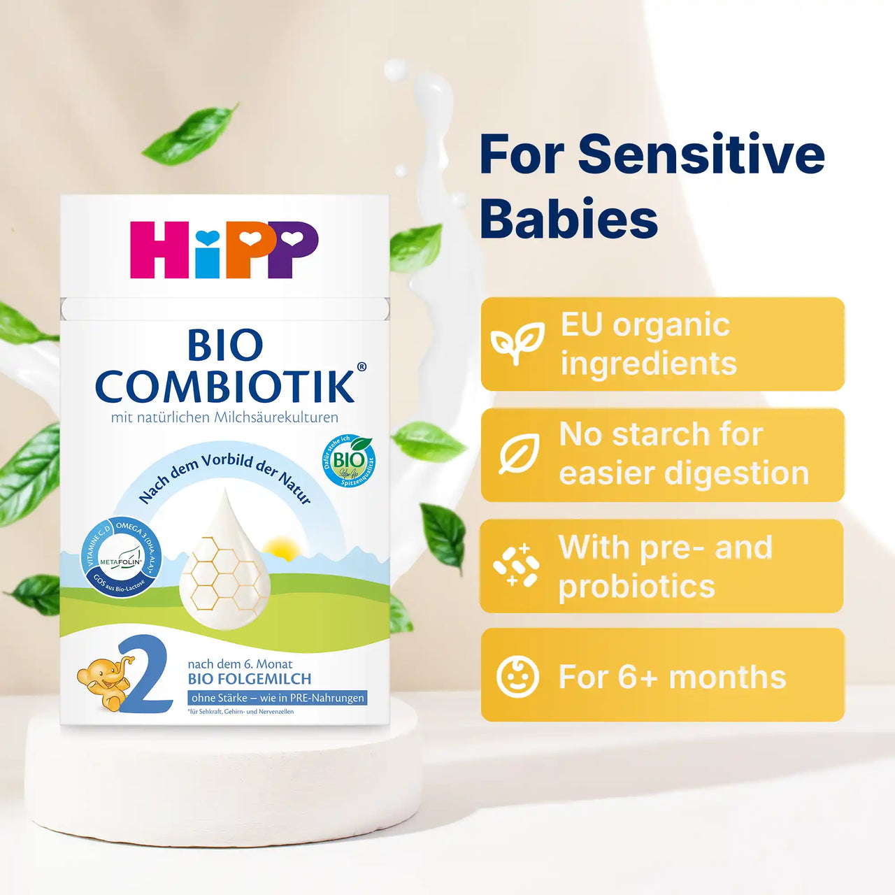 HiPP No Starch Combiotik Stage 2 – Organic Cow Milk Formula 6+ months, German Version (600g)