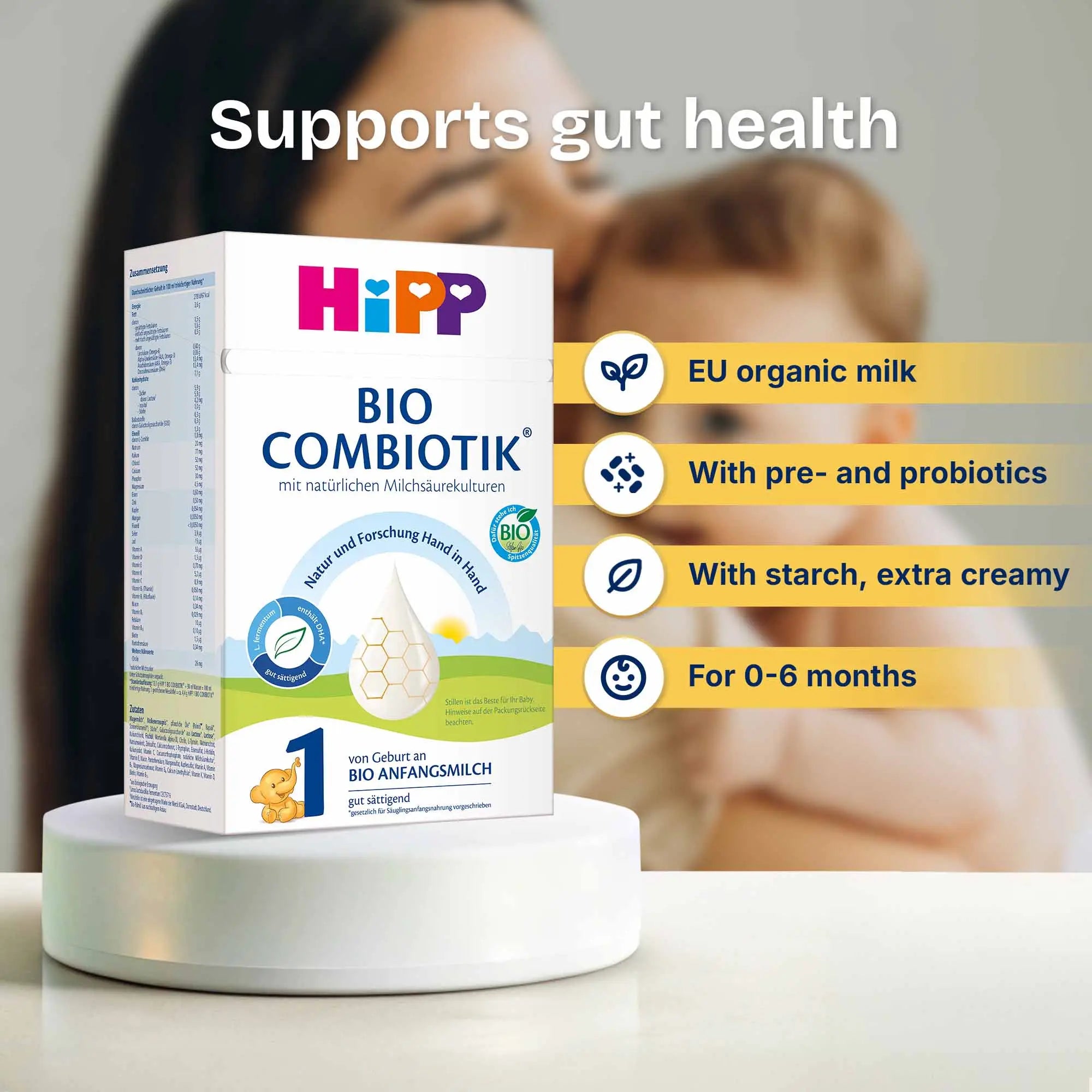 HiPP Combiotik Stage 1 – Organic Cow Milk Formula 0-6 months, German Version (600g)