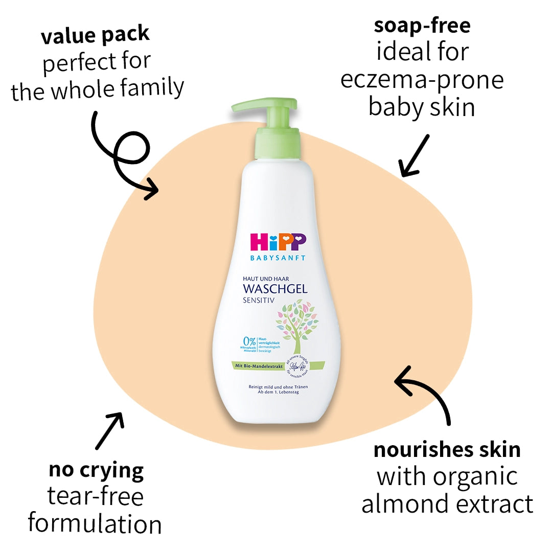 HiPP Body & Hair Wash Value Family Pack – For Sensitive Baby Skin (400ml)