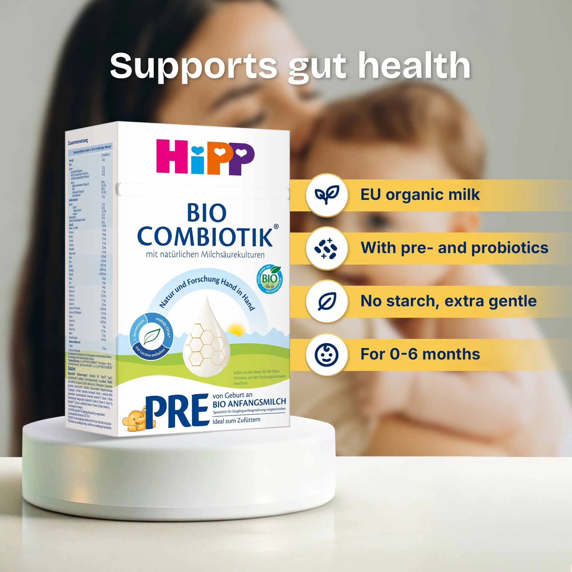 HiPP Combiotik PRE – Organic Cow Milk Formula 0-6 months, German Version (600g)