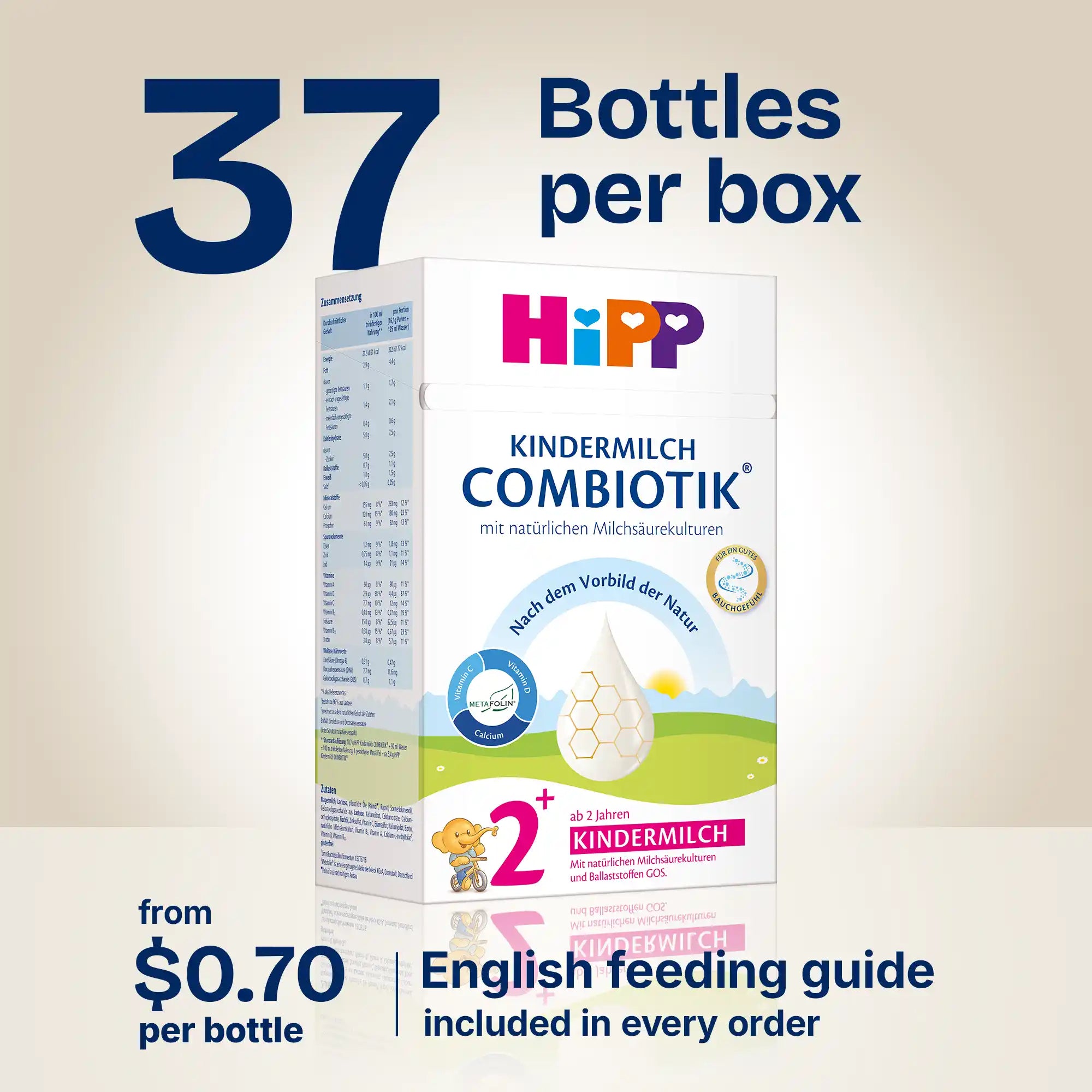 HiPP Combiotik 2+ years – Organic Cow Milk Formula 2+ years, German Version (600g)