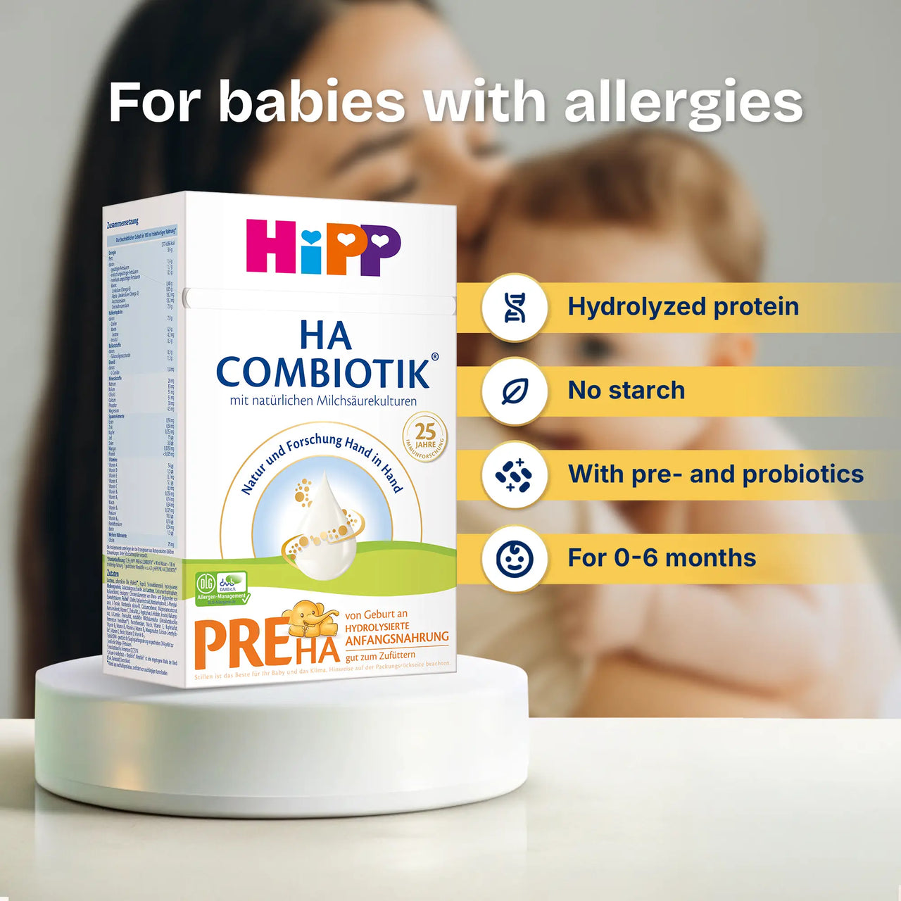 HiPP HA Combiotik PRE – Hypoallergenic Formula 0-6 months, German Version (600g)