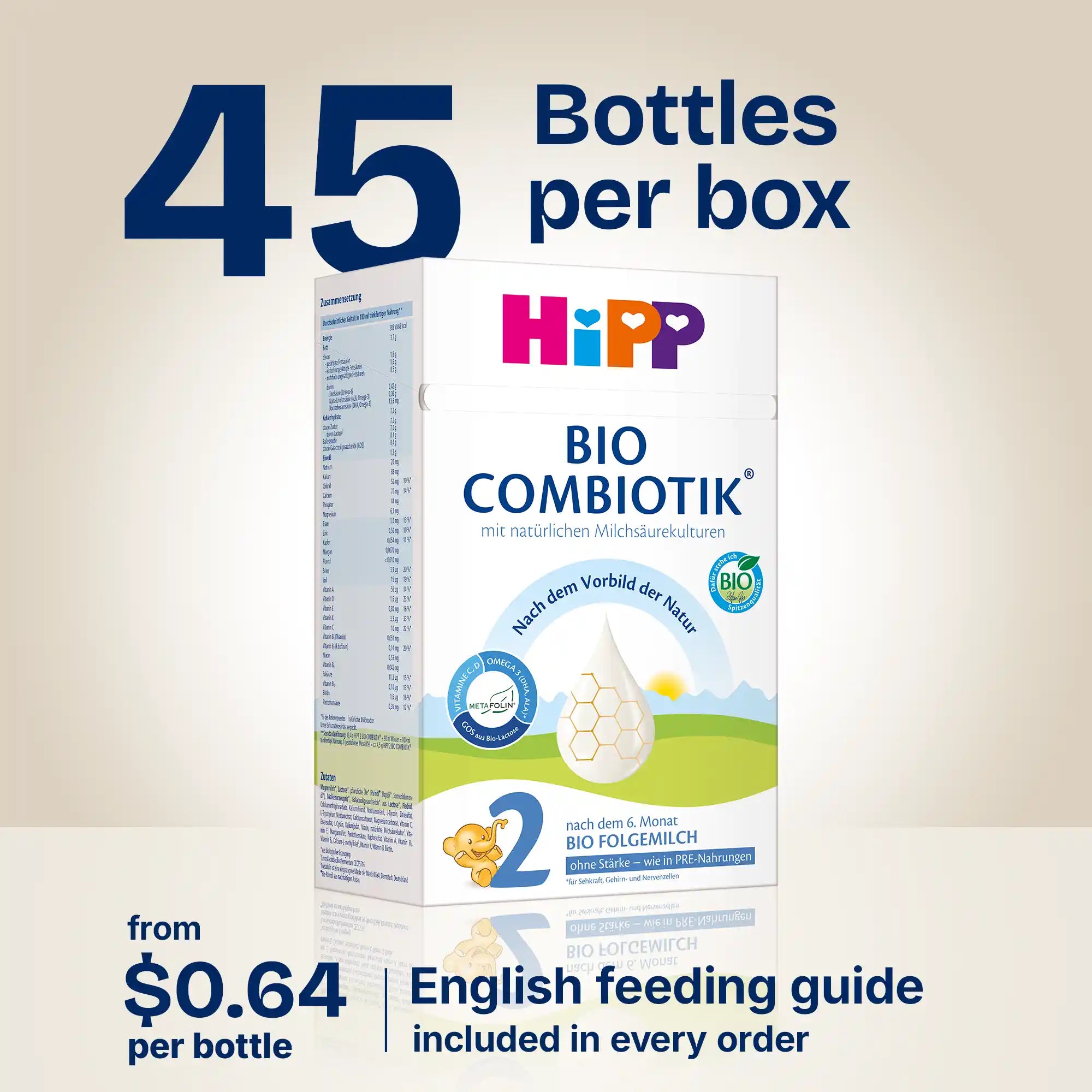 HiPP No Starch Combiotik Stage 2 – Organic Cow Milk Formula 6+ months, German Version (600g)