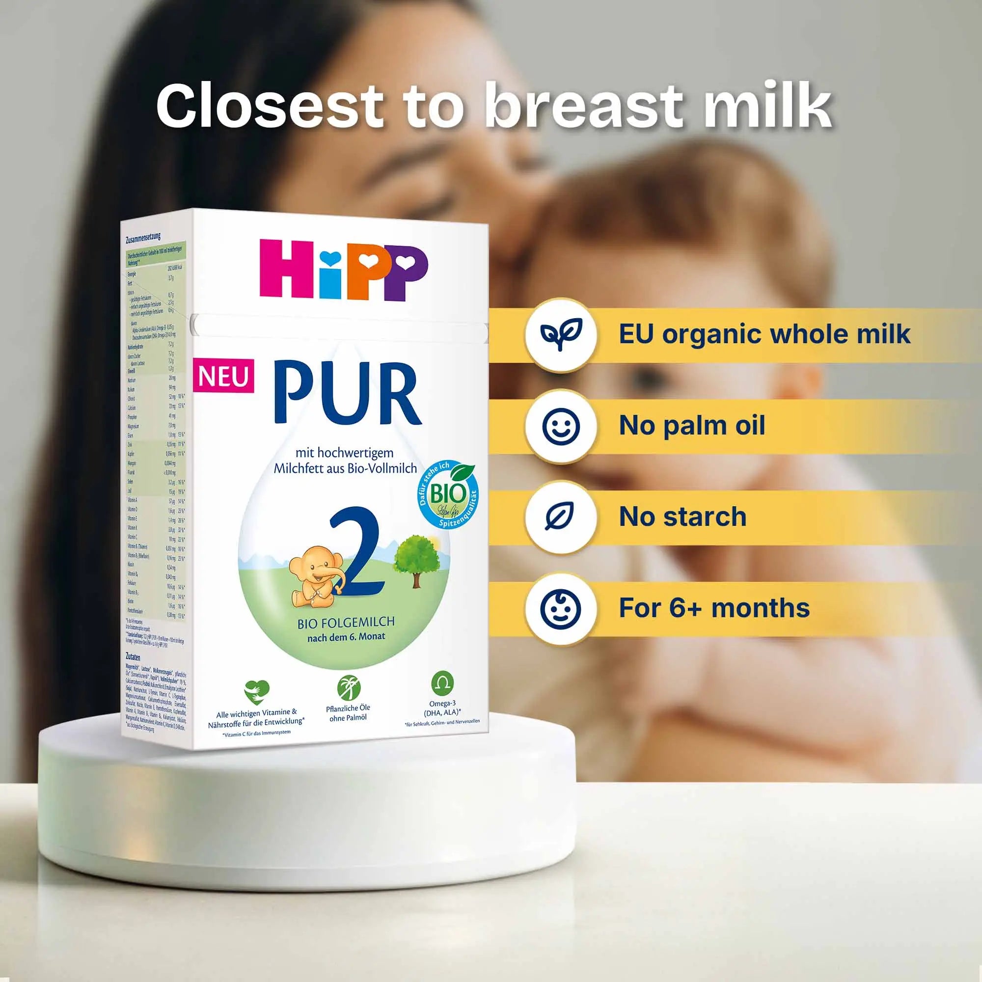 HiPP PUR Stage 2 – Organic Whole Milk Formula 6+ months, German Version (500g)
