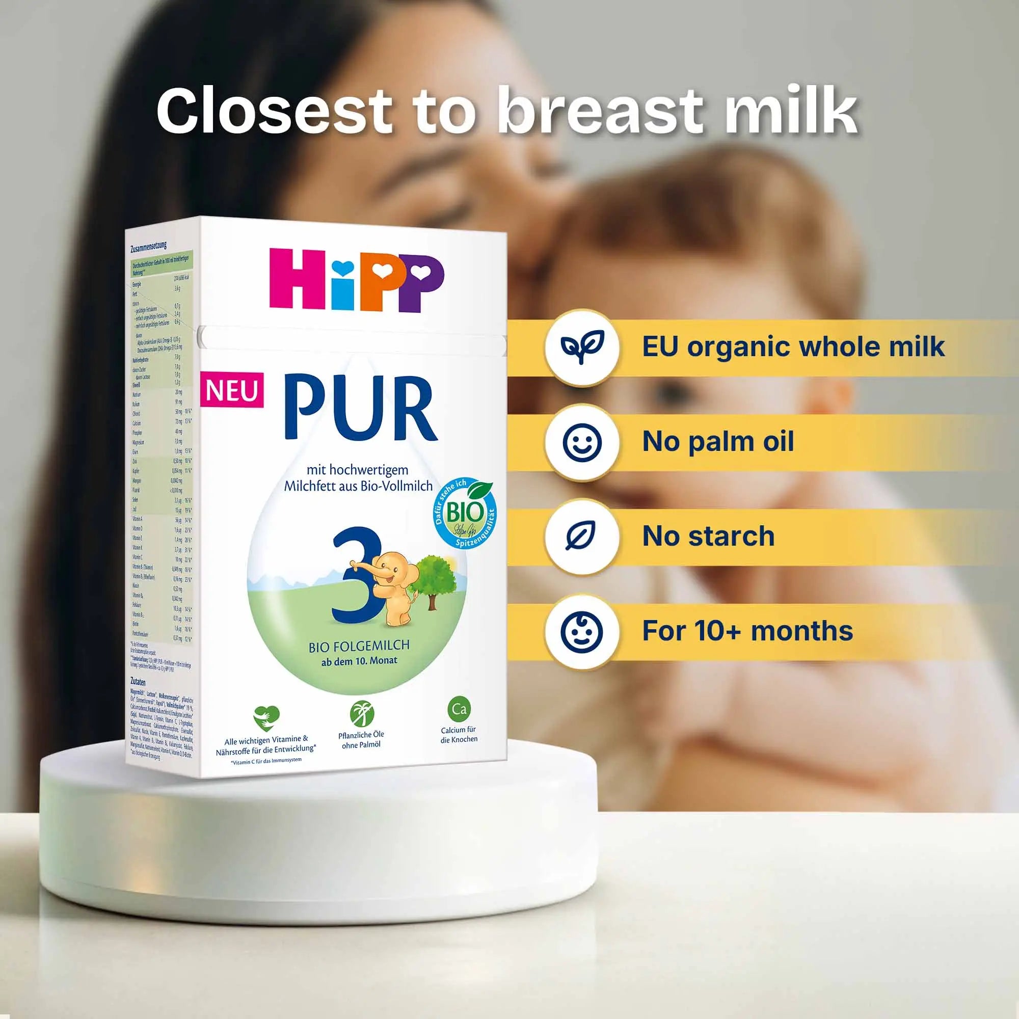 HiPP PUR Stage 3 – Organic Whole Milk Formula 10+ months, German Version (500g