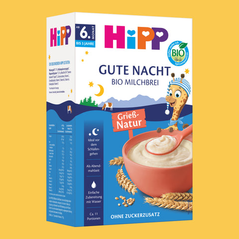 HiPP Gute Nacht plain semolina milk porridge box, organic, from 6 months, no added sugar