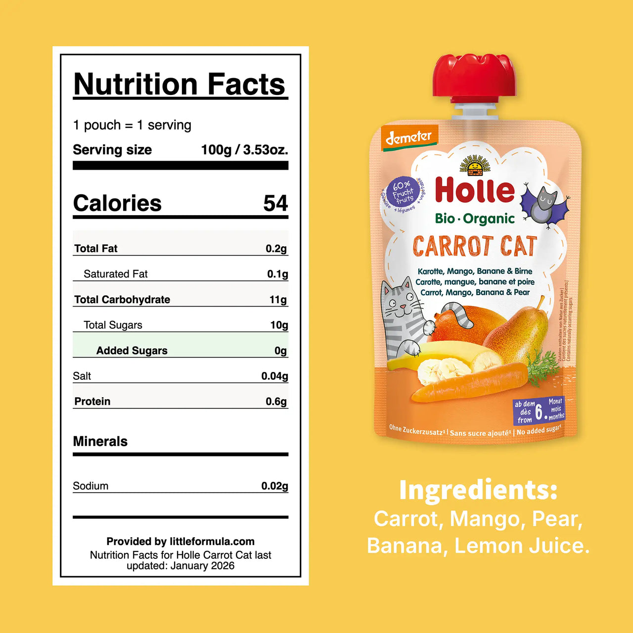 Holle Carrot Cat Nutrition Facts