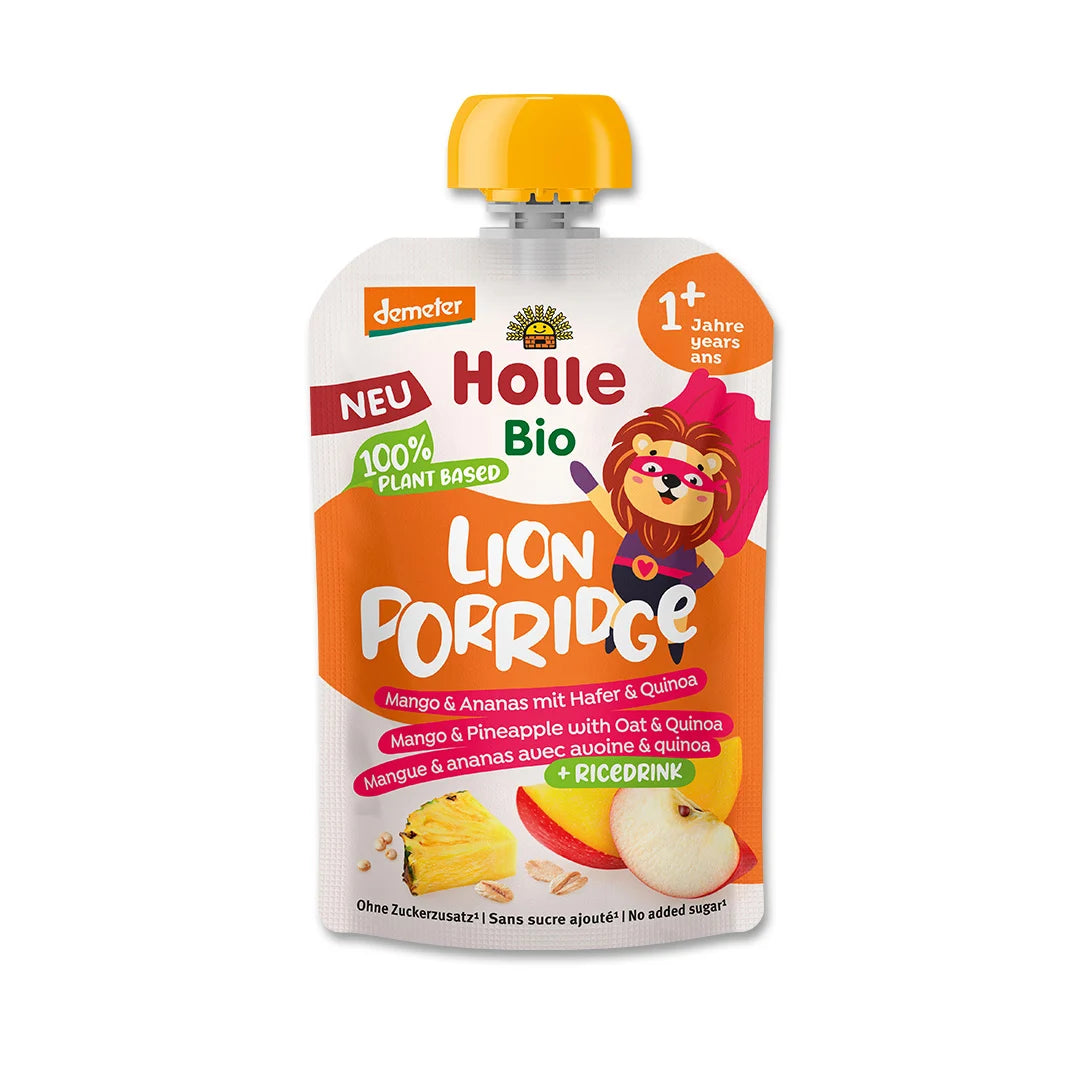 6x Holle Lion Porridge  - Organic Fruit Pouches 12+ months (110g)