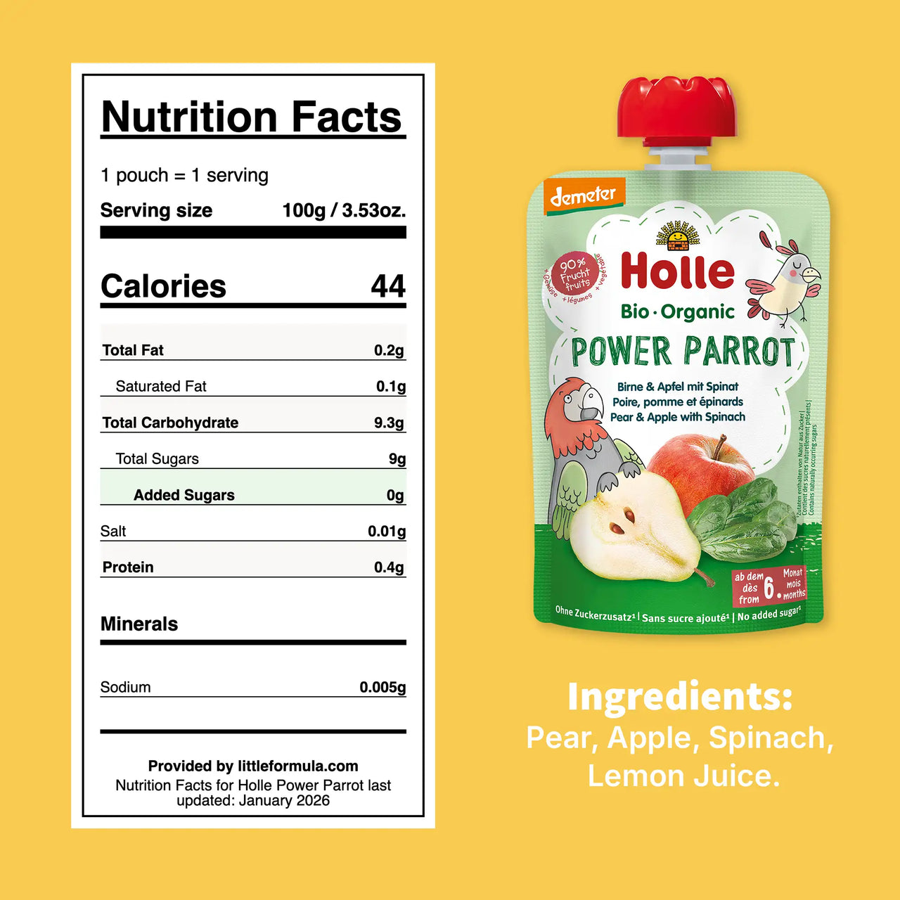 Holle PowerParrot Nutrition Facts