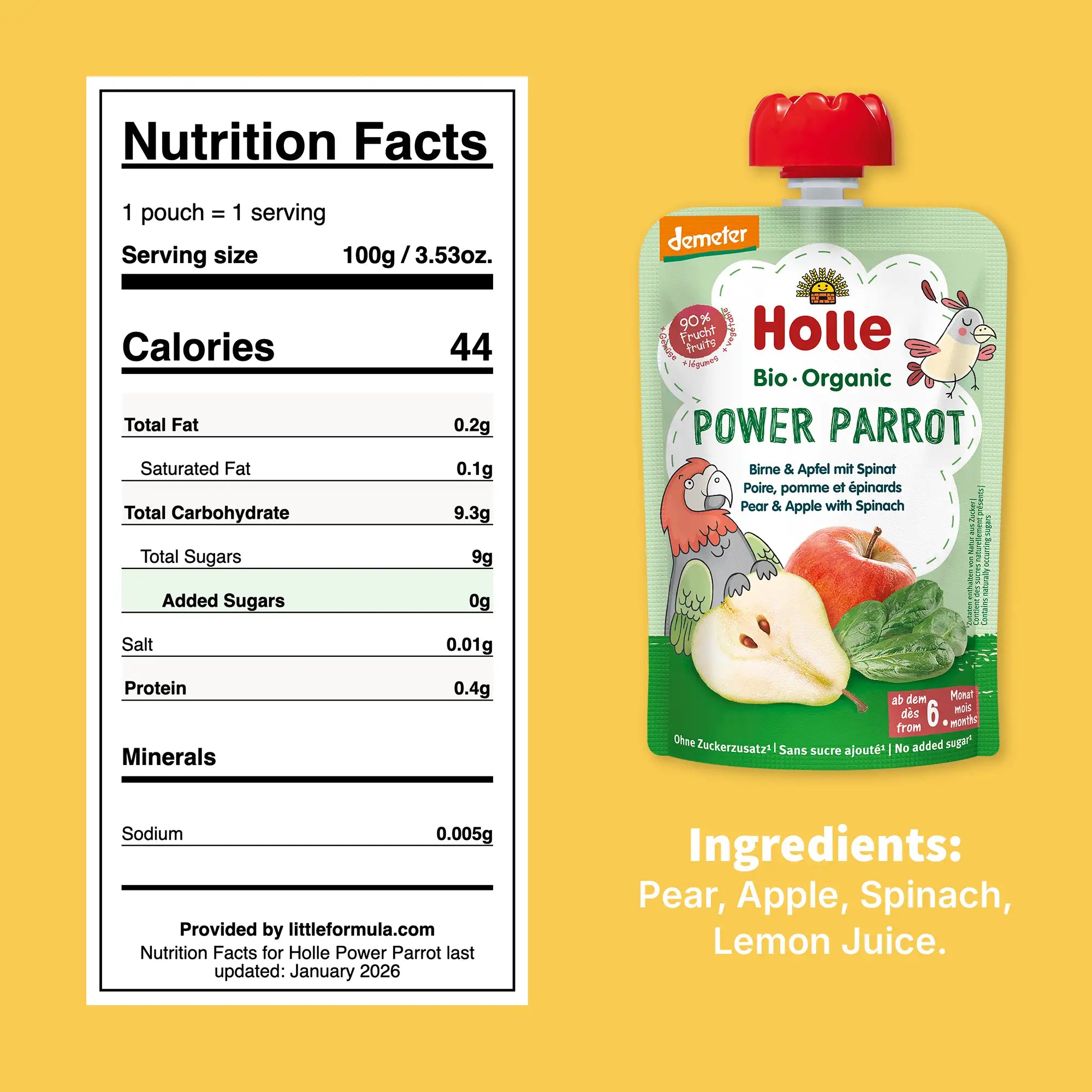 Holle PowerParrot Nutrition Facts
