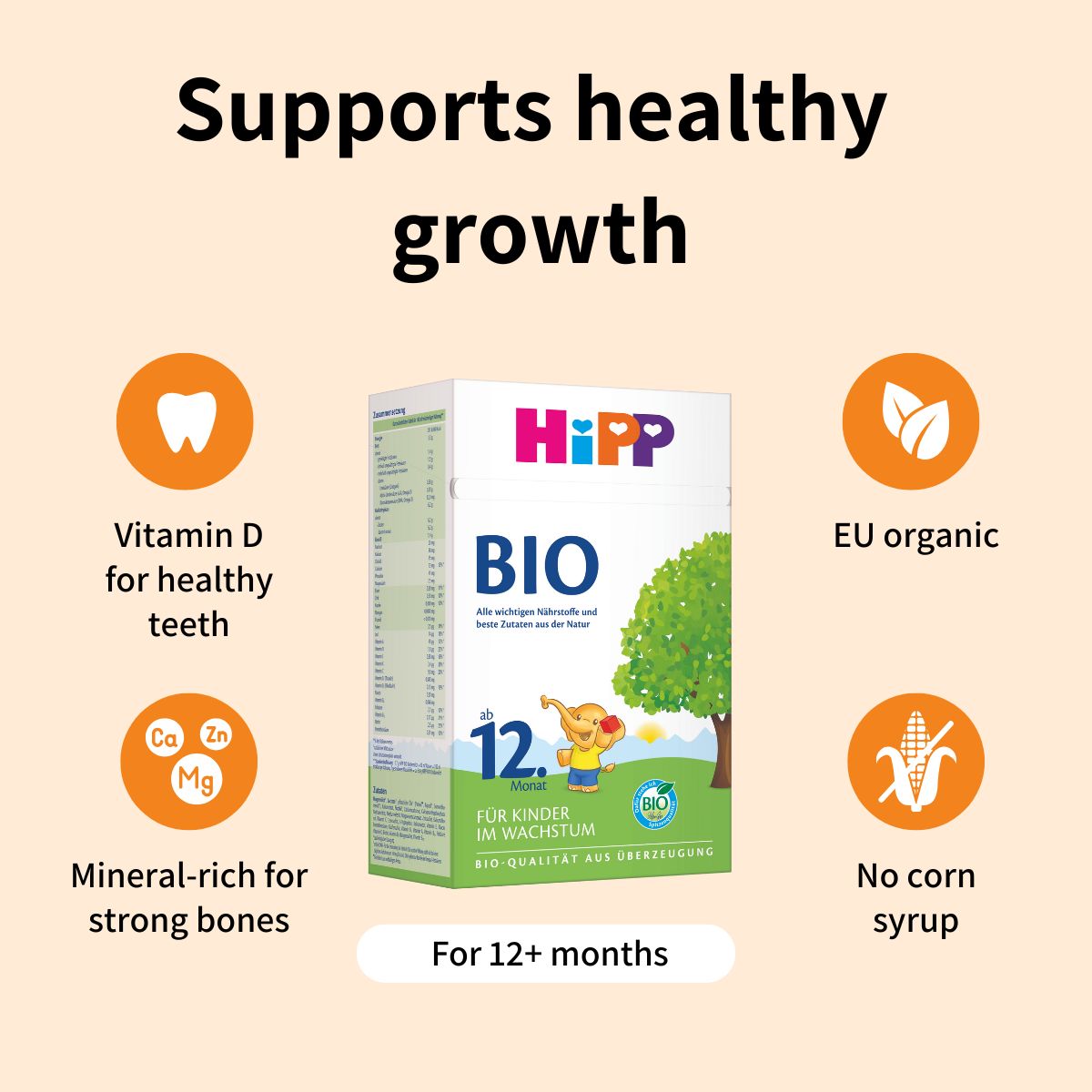 HiPP BIO 1+ Year – Organic Cow Milk Formula 1+ year, German Version (600g) - SALE - Best by Nov.2026