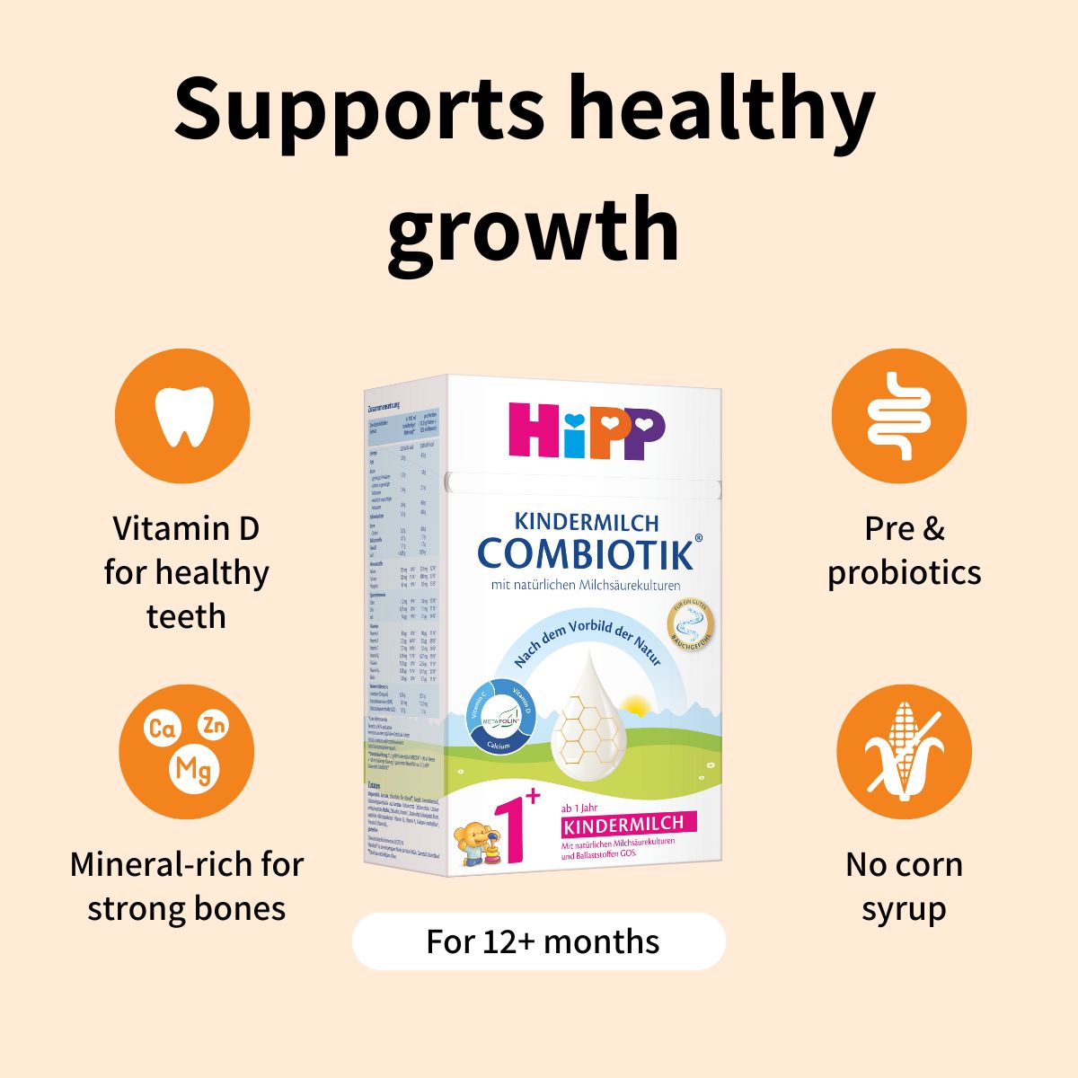 HiPP Combiotik 1+ year – Organic Cow Milk Formula 1+ year, German Version (600g)