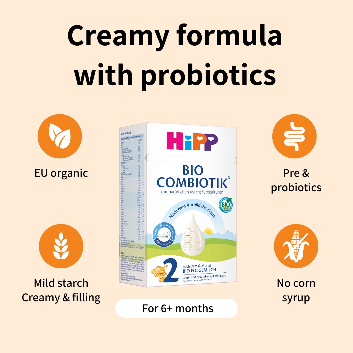 HiPP Combiotik Stage 2 – Organic Cow Milk Formula 6+ months, German Version (600g)