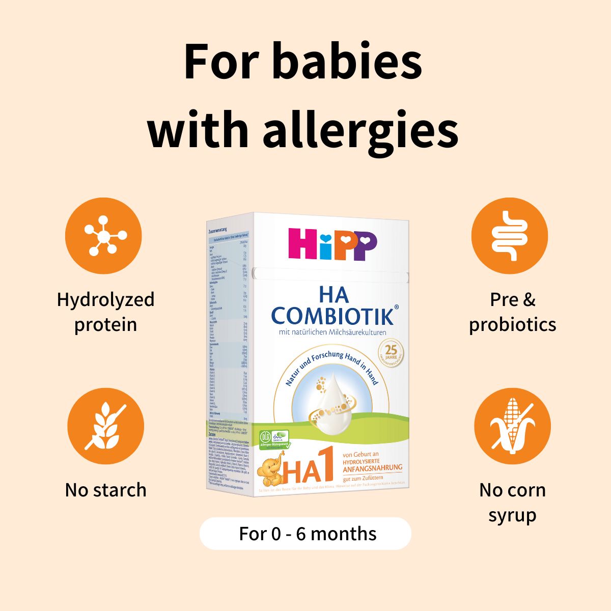 HiPP HA Combiotik Stage 1 – Hypoallergenic Formula 0-6 months, German Version (600g)