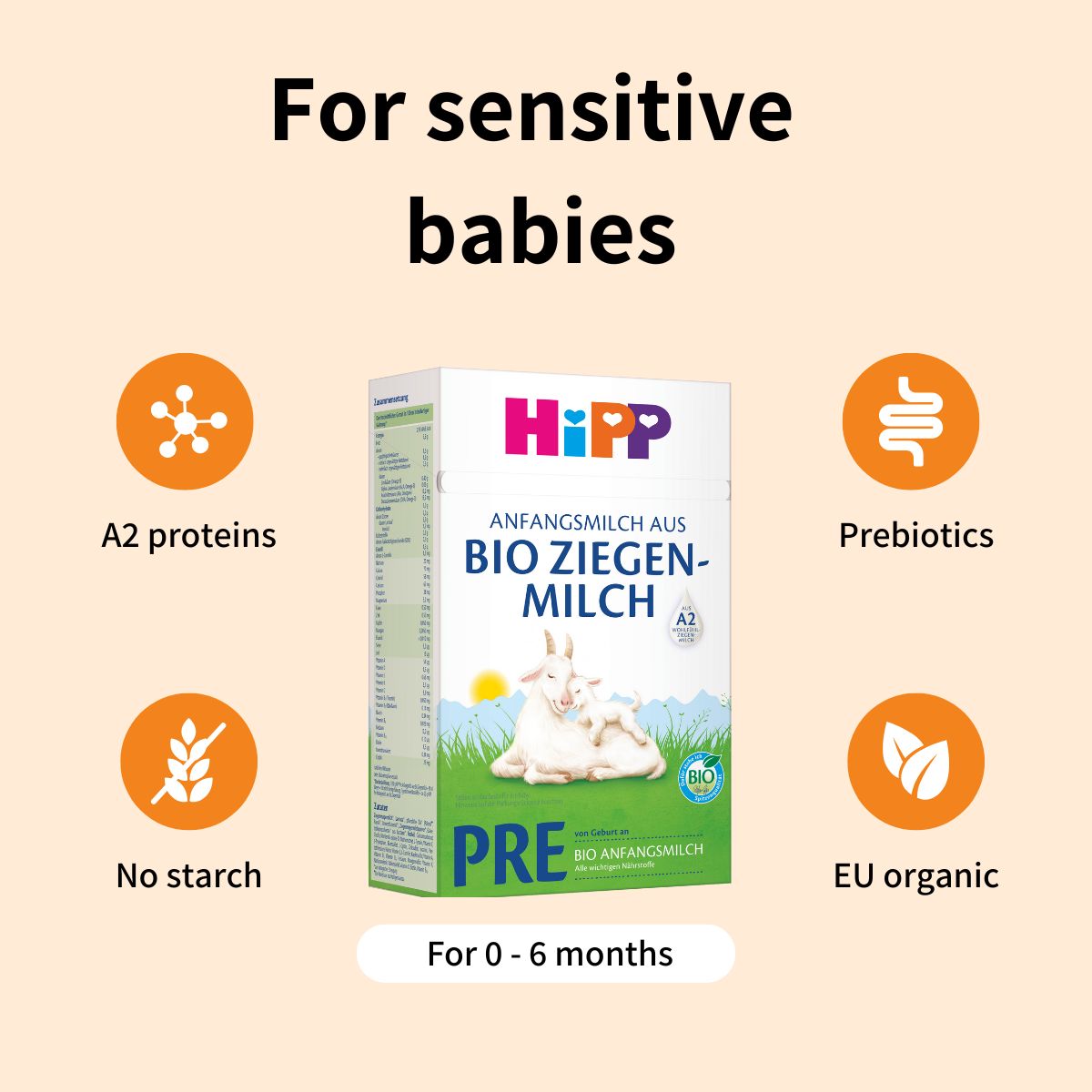 HiPP Goat PRE – Organic Goat Milk Formula 0-6 months, German Version (400g)