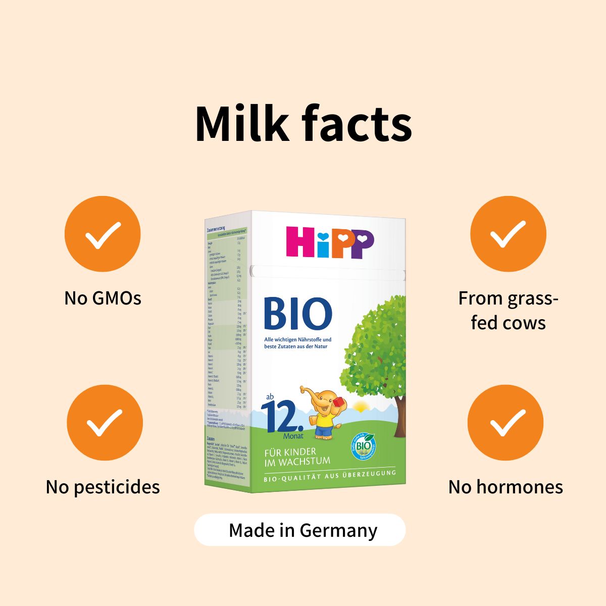HiPP BIO 1+ Year – Organic Cow Milk Formula 1+ year, German Version (600g) - SALE - Best by Nov.2026