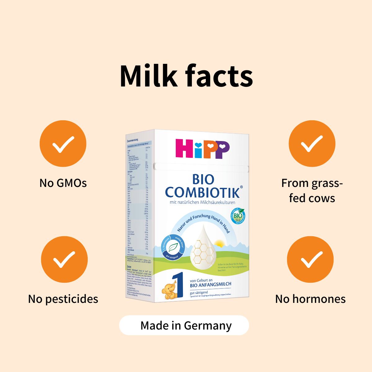 HiPP Combiotik Stage 1 – Organic Cow Milk Formula 0-6 months, German Version (600g)