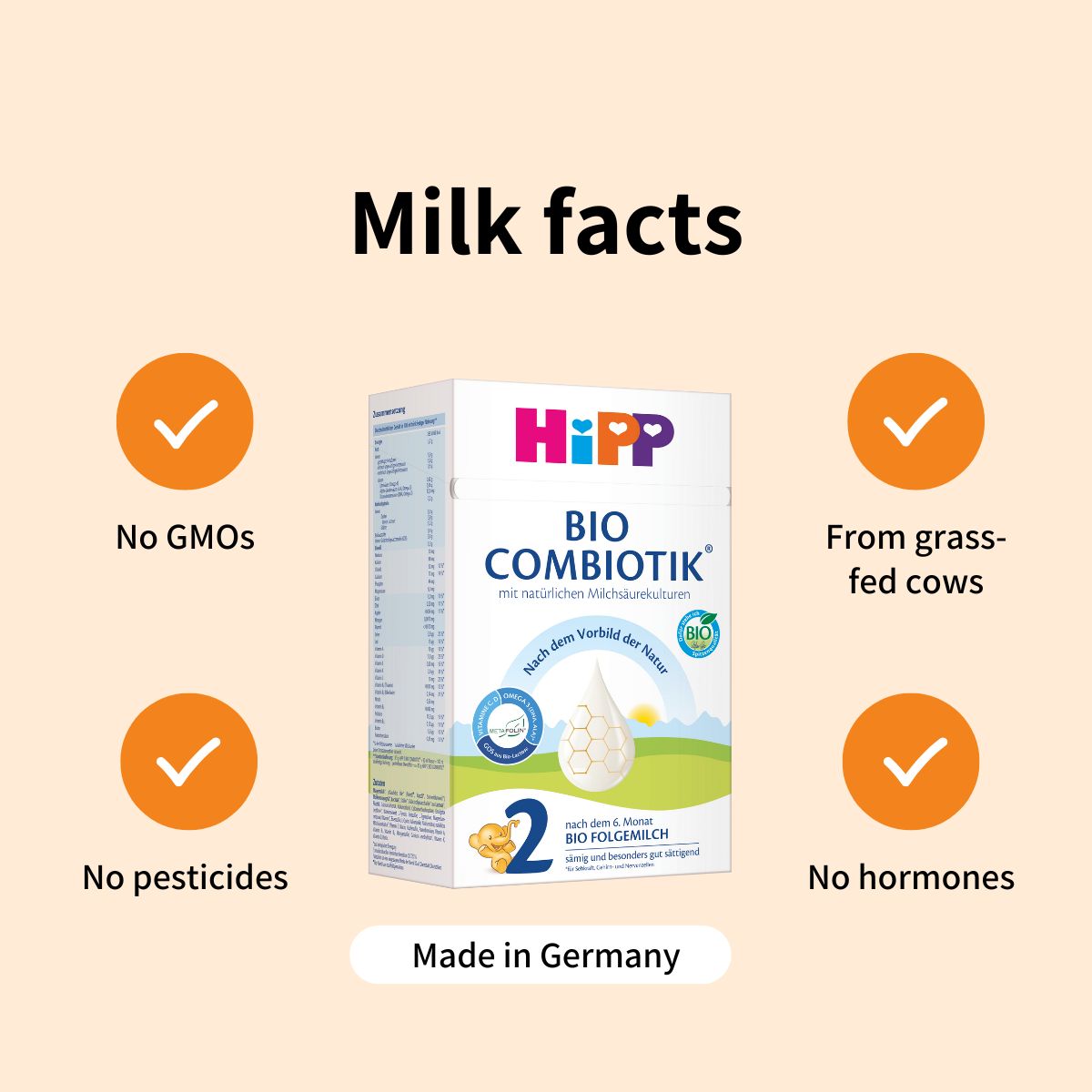 HiPP Combiotik Stage 2 – Organic Cow Milk Formula 6+ months, German Version (600g)