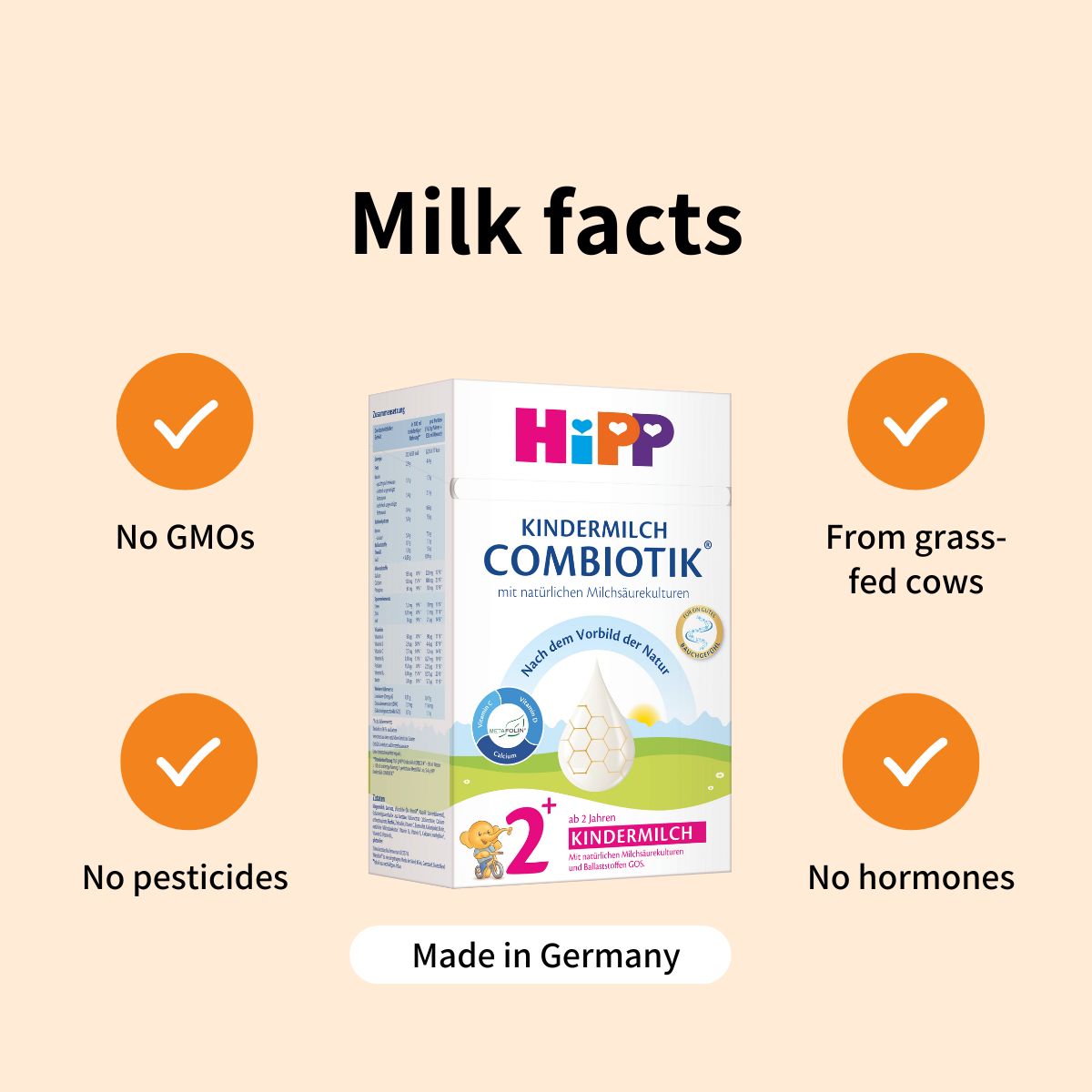 HiPP Combiotik 2+ years – Organic Cow Milk Formula 2+ years, German Version (600g)