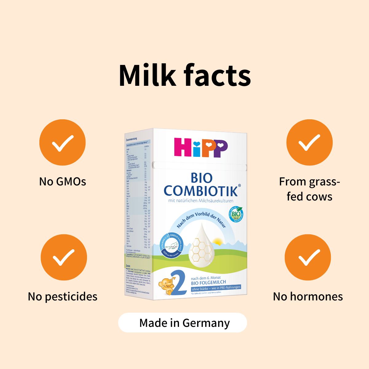 HiPP No Starch Combiotik Stage 2 – Organic Cow Milk Formula 6+ months, German Version (600g)