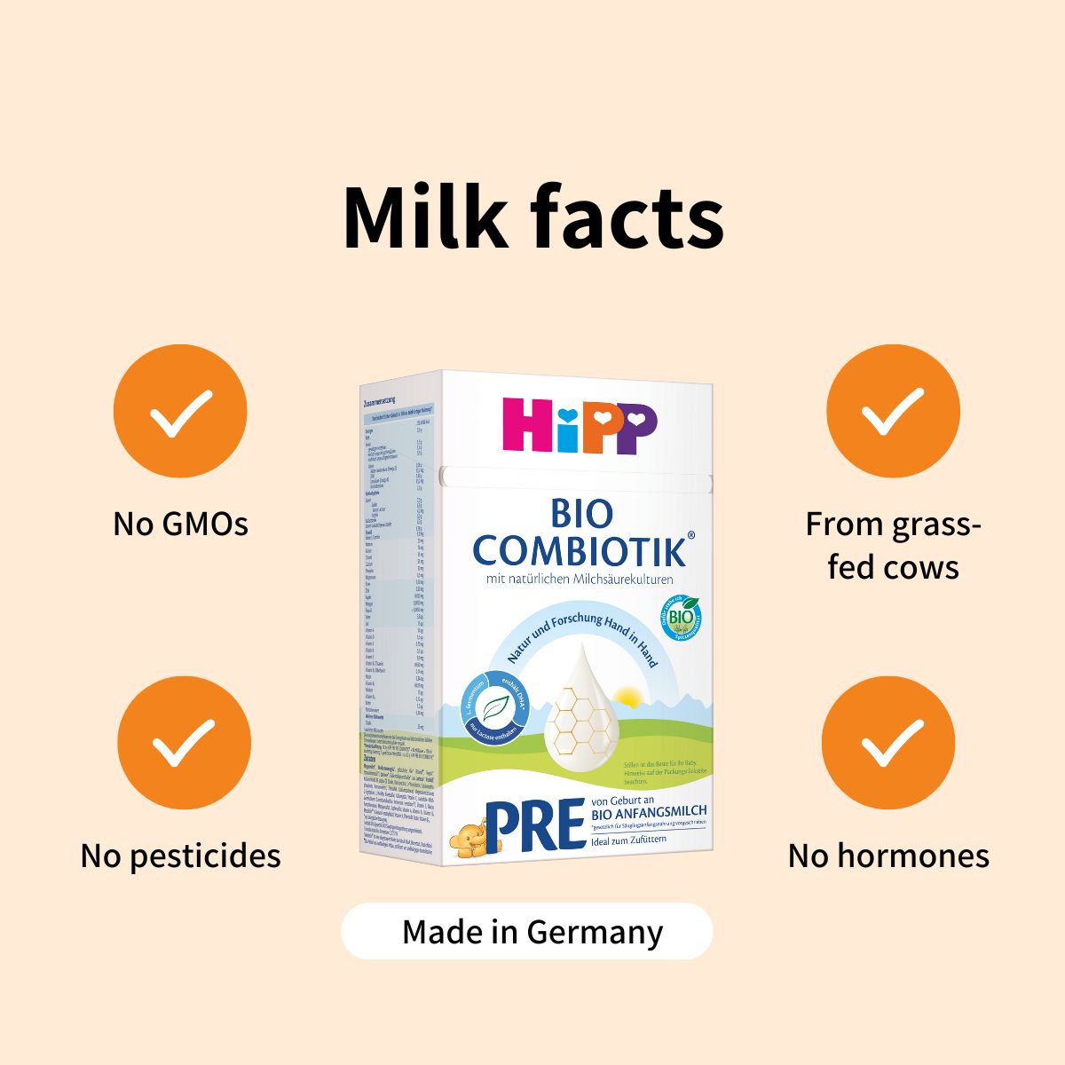 HiPP Combiotik PRE – Organic Cow Milk Formula 0-6 months, German Version (600g)