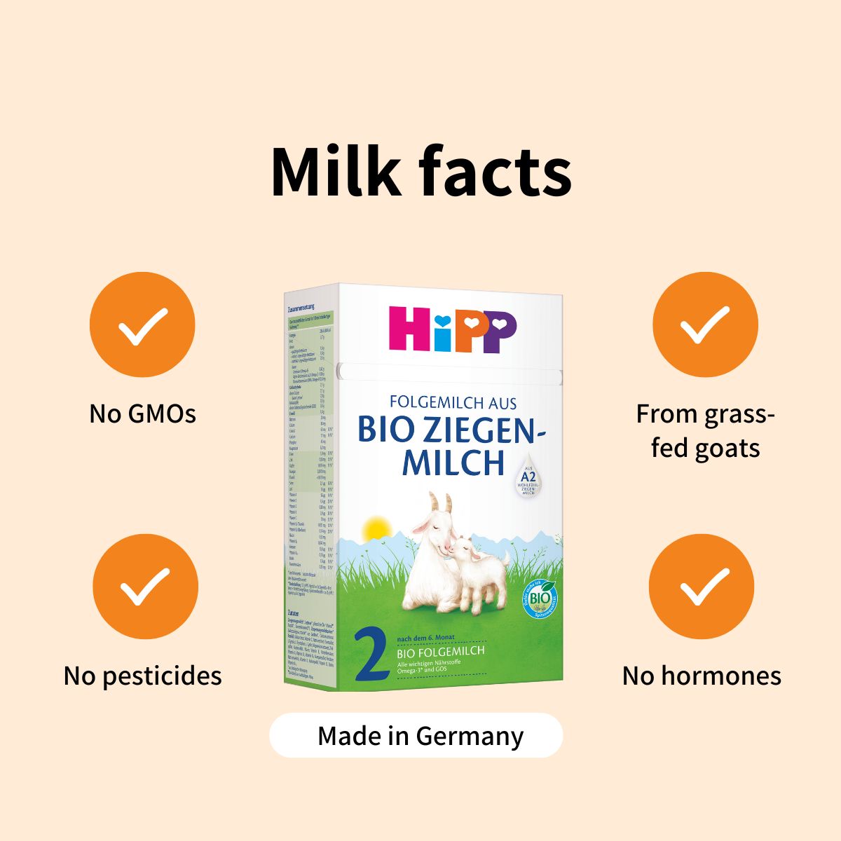 HiPP Goat Stage 2 – Organic Goat Milk Formula 6-12 months, German Version (400g)