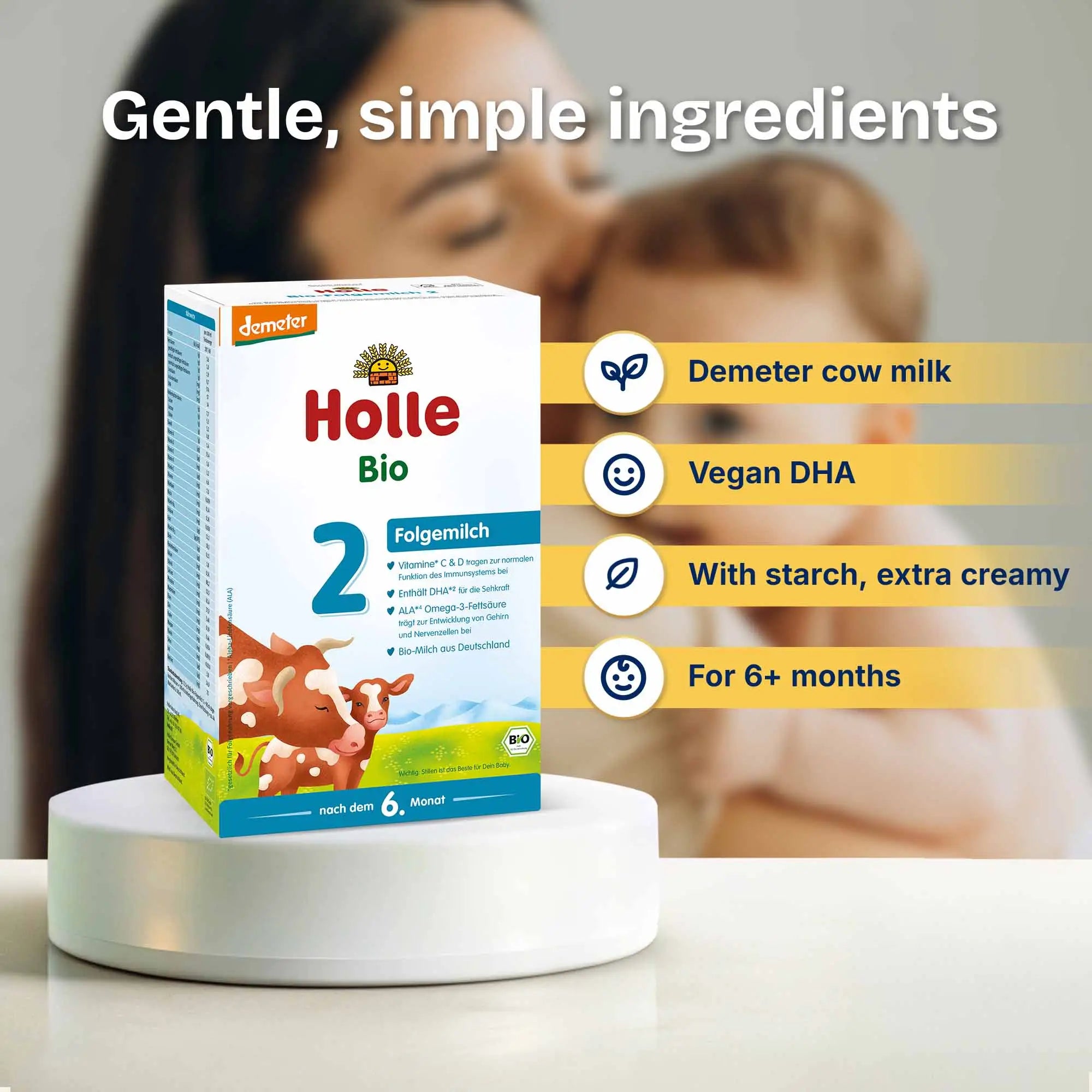 Holle Stage 2 – Organic Cow Milk Formula 6+ months, German Version (600g)